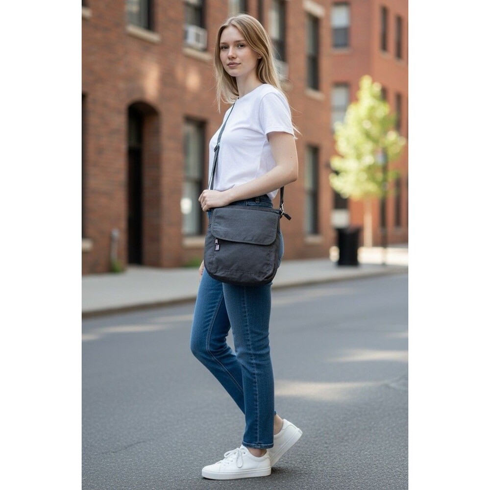 Peak Gear Black Crossbody Purse With Adjustable Strap RFID Block Zip Close